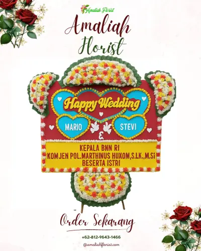 Karangan Papan Bunga Pernikahan di Kalibeji